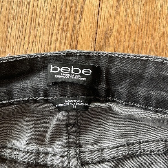 BEBE Jeans Women size 26 Black Slim Fit Denim Skinny Leg Stretch - Picture 3 of 6